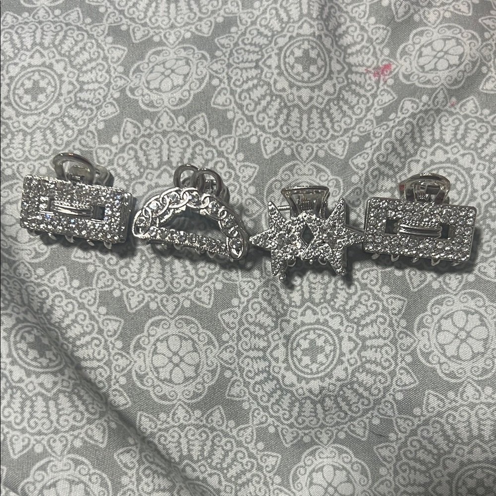 Silver Hair Clips Set